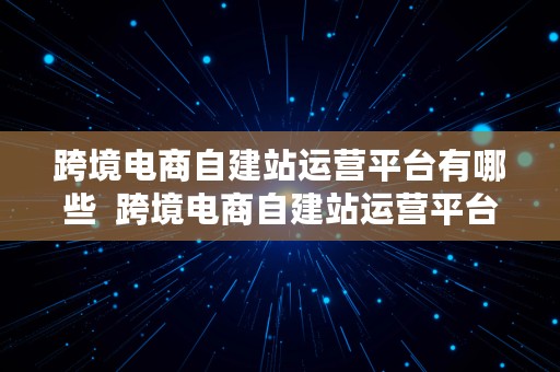 跨境电商自建站运营平台有哪些  跨境电商自建站运营平台有哪些公司