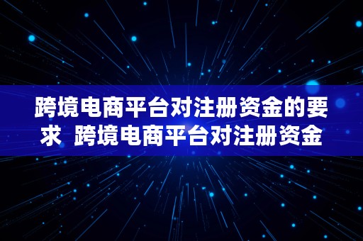 跨境电商平台对注册资金的要求  跨境电商平台对注册资金的要求是多少